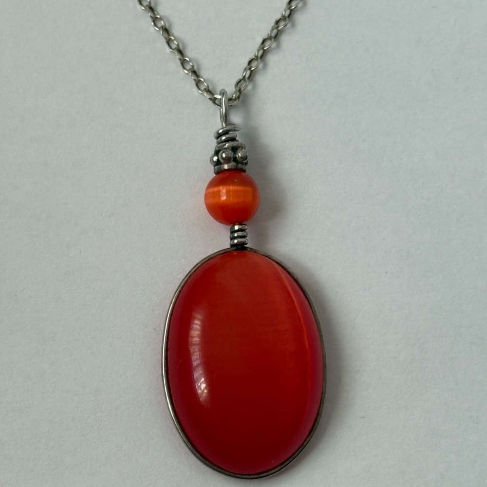 925 Silver necklace red stones - Picture 6 of 7